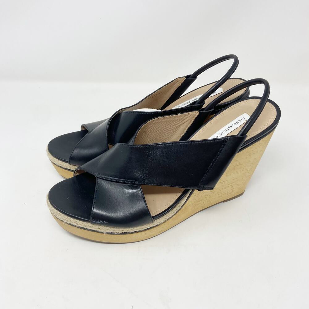 Diane Von Furstenberg Black and Tan Wedges